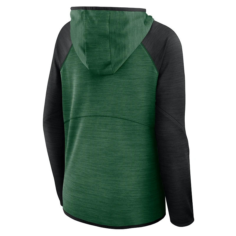 Women's Fanatics Green/Black New York Jets Redzone End Around Pass Raglan Full-Zip Hoodie