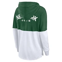 Women's Fanatics Green/White New York Jets Backup Option Long Sleeve Hoodie T-Shirt
