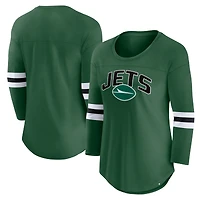 T-shirt à manches 3/4 avec logo de la première équipe des New York Jets Fanatics Green pour femmes