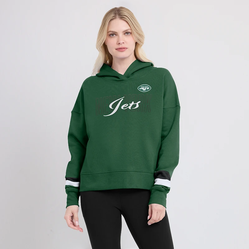 Women's Fanatics  Green New York Jets Over Under Pullover Hoodie