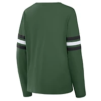 T-shirt à manches longues lacets Fanatics Green New York Jets pour femmes