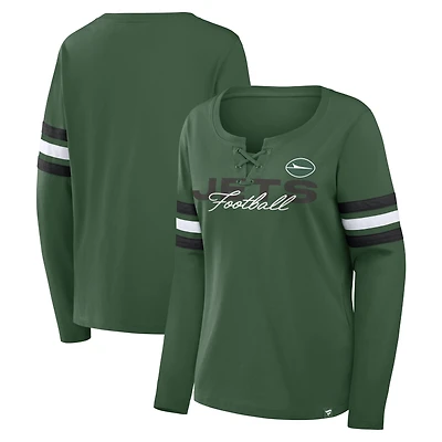 Women's Fanatics Green New York Jets Team First Coverage Scheme Lace-Up Long Sleeve T-Shirt
