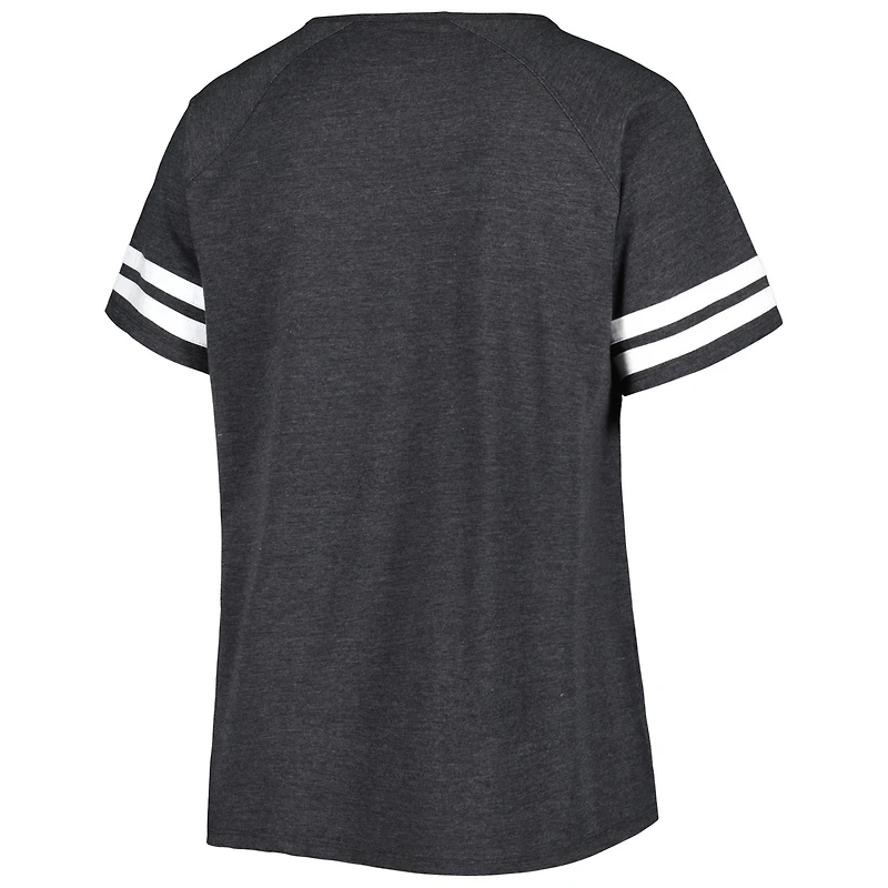 T-shirt à col cranté raglan grande taille pour femmes Fanatics Heather Charcoal New York Jets