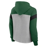 Women's Fanatics Heather Gray/Green New York Jets Bold Play Call Pullover Hoodie