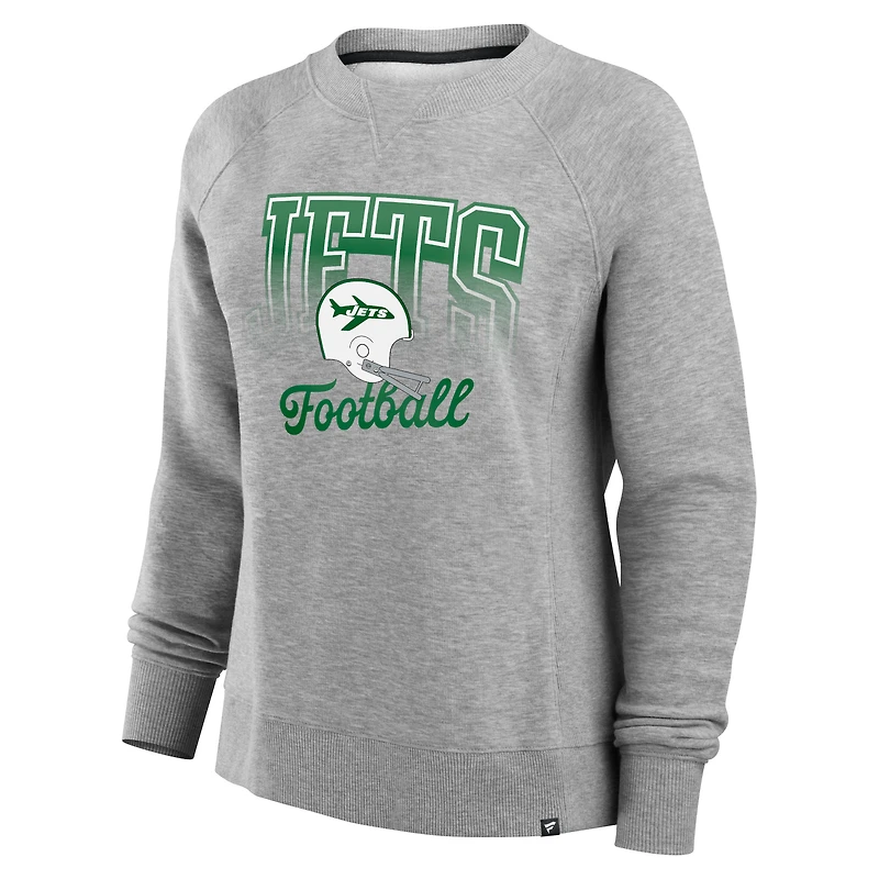 Women's Fanatics Heather Gray New York Jets Hit Hard Fleece Pullover Sweatshirt