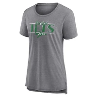 T-shirt tri-mélange Fanatics Heather Grey New York Jets Up the Middle pour femmes