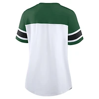 T-shirt à lacets et col en V Athena strass pour femme, blanc/vert, des New York Jets