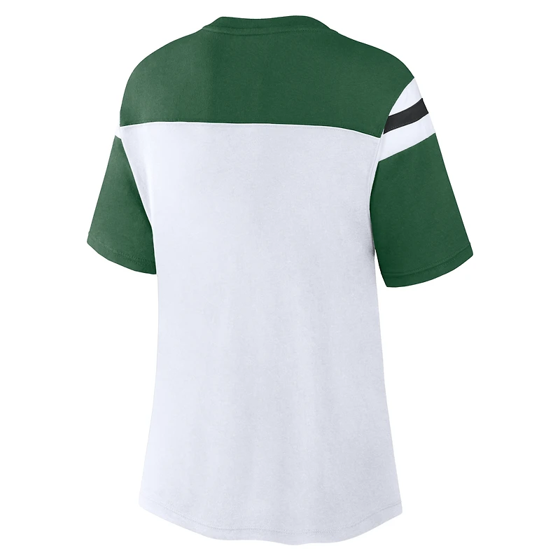 Women's Fanatics White/Green New York Jets Cheer Chant Fashion Crop Top
