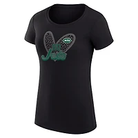 T-shirt léger à imprimé animalier G-III 4Her par Carl Banks pour femme, coupe ultra-ajustée, motif cœur, New York Jets