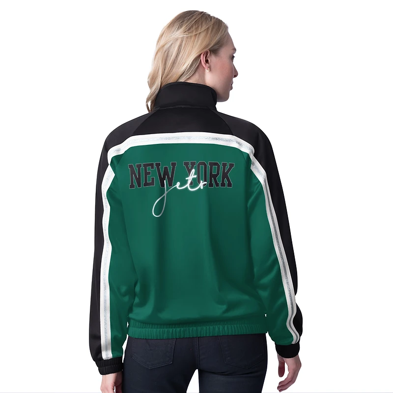 Veste de survêtement d'après-match entièrement zippée G-III 4Her par Carl Banks pour femme, verte, des New York Jets