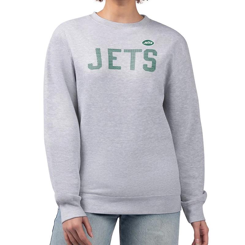 Sweat-shirt en polaire à imprimé pois G-III 4Her par Carl Banks pour femme, gris chiné, des New York Jets