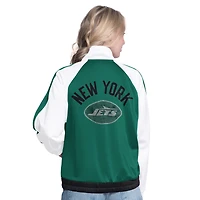 Veste de survêtement à fermeture éclair complète G-III 4Her par Carl Banks pour femme, blanche/verte, motif New York Jets Rally Rhinestone