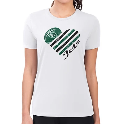 Women's G-III 4Her by Carl Banks White New York Jets Heart T-Shirt