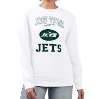 Women's G-III 4Her by Carl Banks White New York Jets Team Tri-Blend Fleece Pullover Sweatshirt