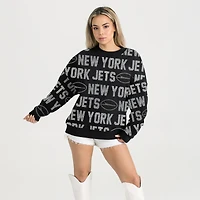 Sweat-shirt oversize noir à strass des New York Jets, collection Gameday Couture pour femmes