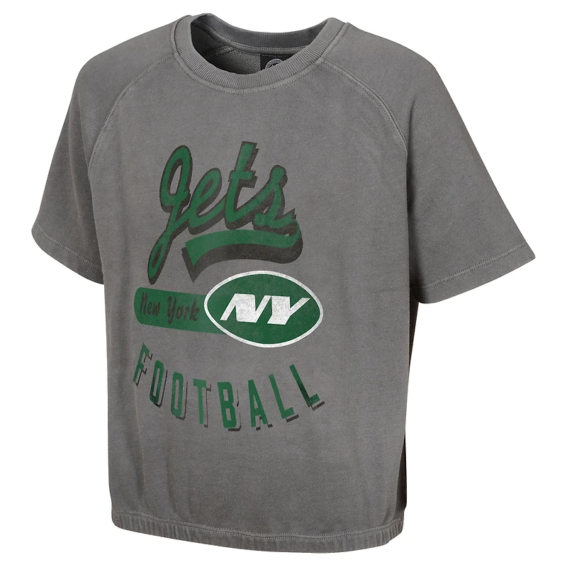 Women's  Gray New York Jets Mineral Wash Short Sleeve Top