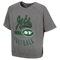 Women's  Gray New York Jets Mineral Wash Short Sleeve Top