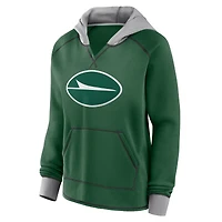 Women's Logo Athletic Green New York Jets Boom Fleece Pullover V-Neck Hoodie