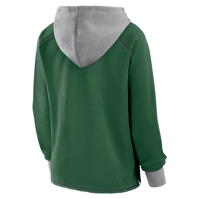 Sweat à capuche col en V polaire Boom pour femme avec logo vert athlétique des New York Jets