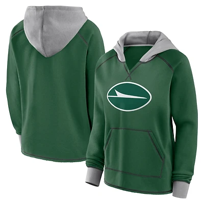 Women's Logo Athletic Green New York Jets Boom Fleece Pullover V-Neck Hoodie