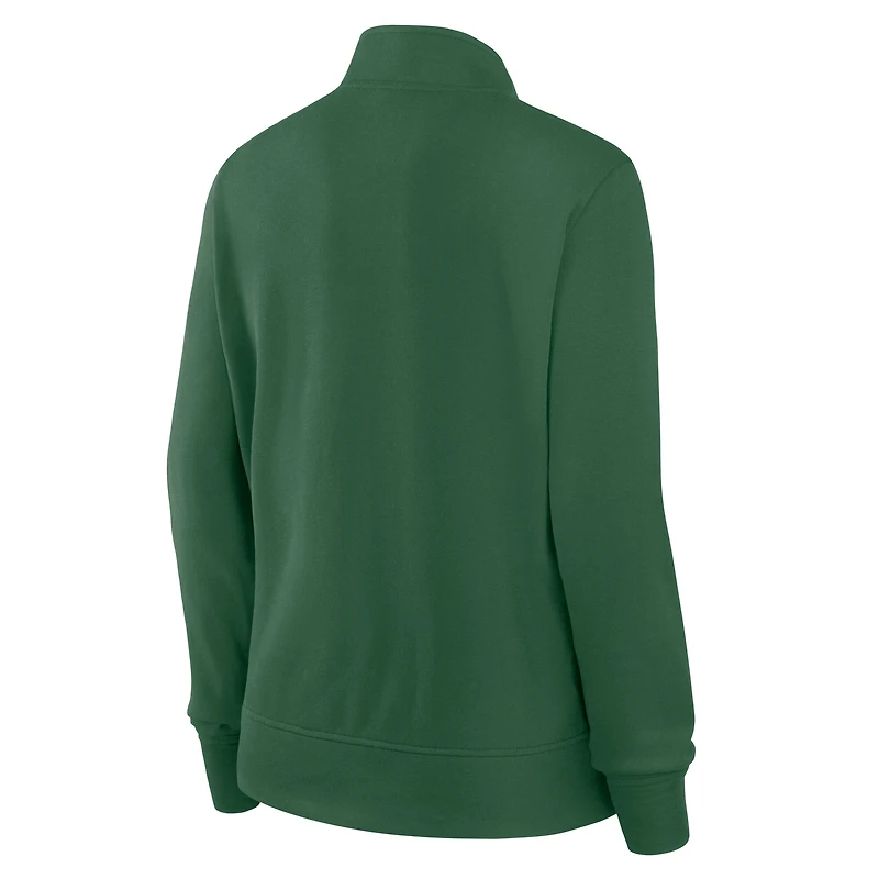 Veste zippée quart de tour Velocity verte athlétique avec logo pour femme des New York Jets