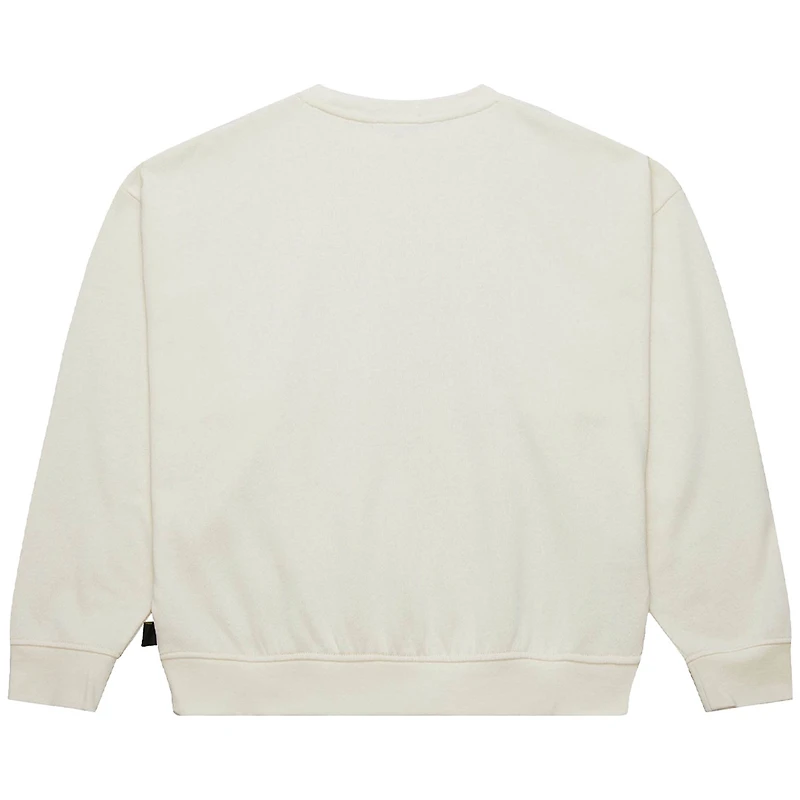 Women's Mitchell & Ness Cream New York Jets Throwback Logo 3.0 Pullover Sweatshirt