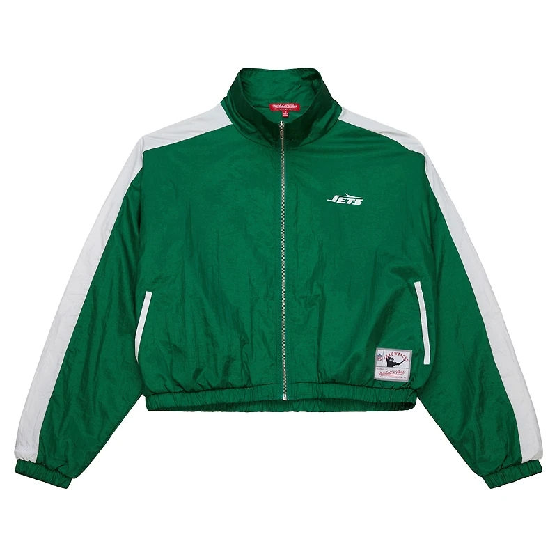 Veste courte entièrement zippée en nylon vert New York Jets de Mitchell & Ness pour femme