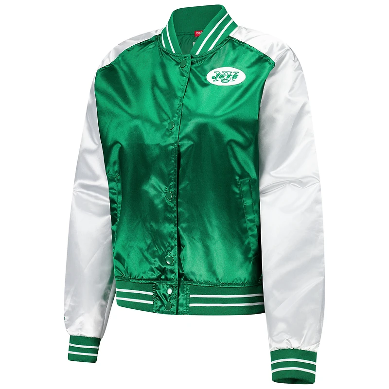 Veste à boutons-pression en satin vert New York Jets Team 2.0 pour femme Mitchell & Ness