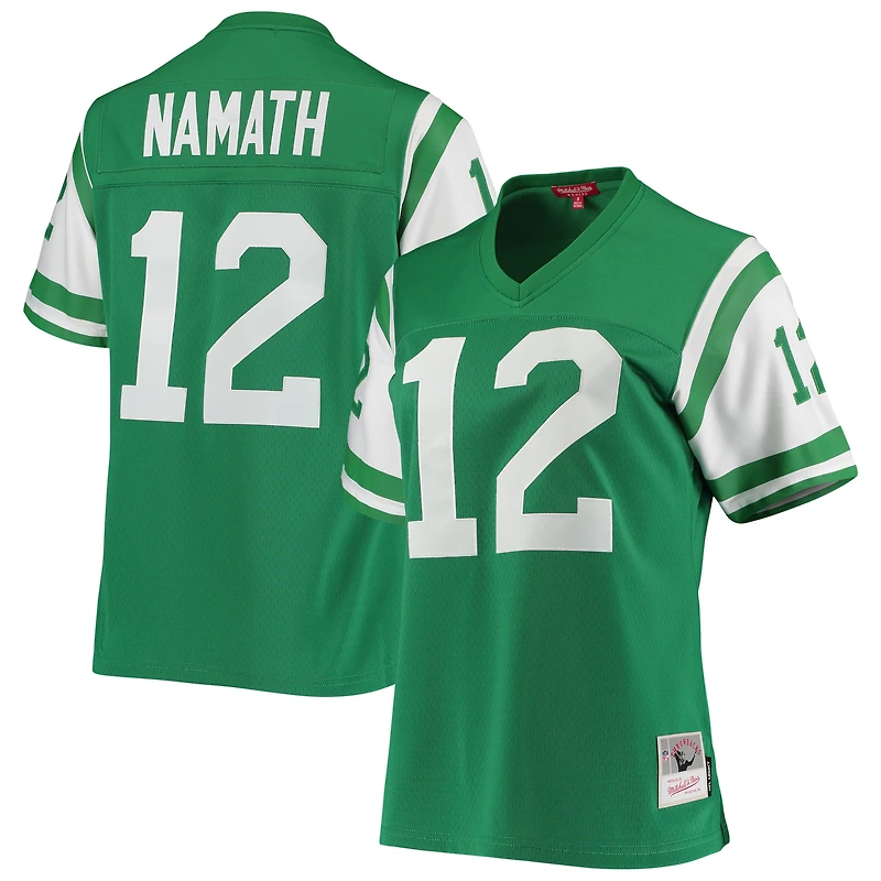 Maillot réplique Mitchell & Ness Joe Namath vert des Jets de New York 1969 pour femmes