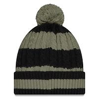 Bonnet en tricot tressé à revers avec pompon New Era Gotham Green New York Jets 2025 Rivalries Collection pour femme