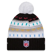 Women's New Era Black New York Jets 2025 NFL Crucial Catch Cuffed Knit Hat with Pom