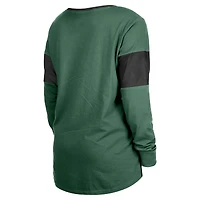 Women's New Era Green York Jets Lace-Up Notch-Neck Long Sleeve T-Shirt