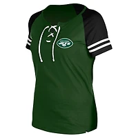 T-shirt raglan à lacets New Era York Jets pour femme vert