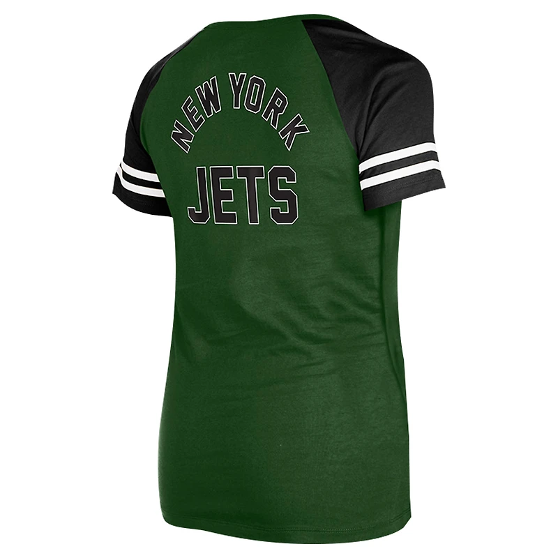 T-shirt raglan à lacets New Era York Jets pour femme vert