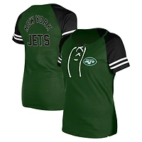 T-shirt raglan à lacets New Era York Jets pour femme vert