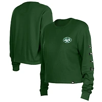 T-shirt court thermique à manches longues New Era pour femme, vert York Jets Sport Night