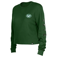 Women's New Era  Green York Jets Sport Night Thermal Long Sleeve Cropped T-Shirt