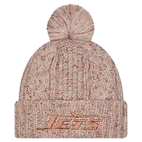 Bonnet tricoté à revers tendance avec pompon New Era Stone New York Jets pour femme