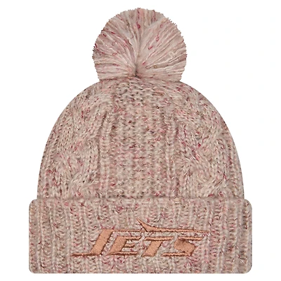 Bonnet tricoté à revers tendance avec pompon New Era Stone New York Jets pour femme
