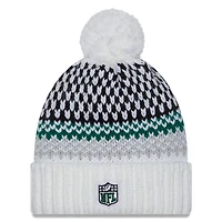Bonnet en tricot à revers avec pompon New York Jets 2023 Sideline pour femme de New Era, blanc
