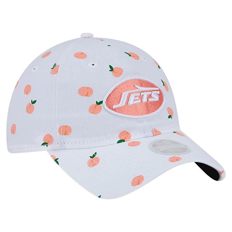 Casquette ajustable New Era blanche New York Jets Fruit Pattern 9TWENTY pour femme