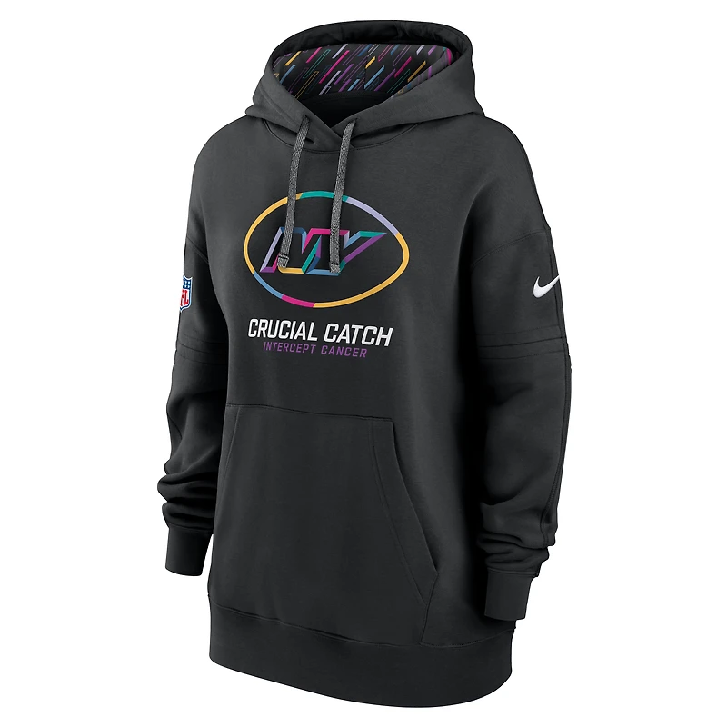 Women's Nike Black New York Jets 2024 NFL Crucial Catch Club Pullover Hoodie