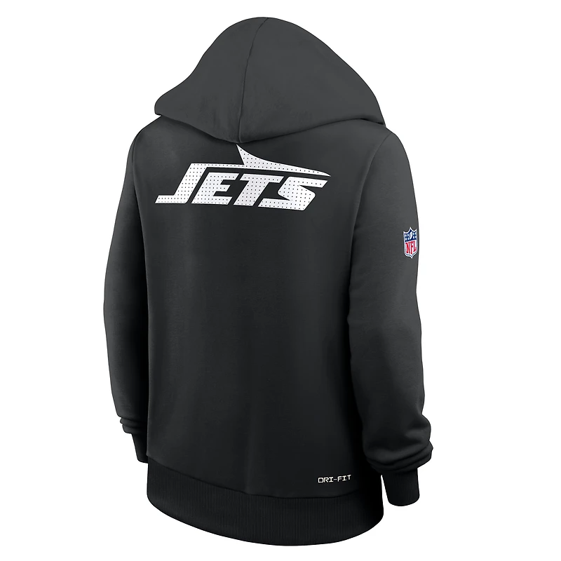 Sweat à capuche Nike noir New York Jets Sideline Standard Issue Initial Home Dri-FIT pour femme
