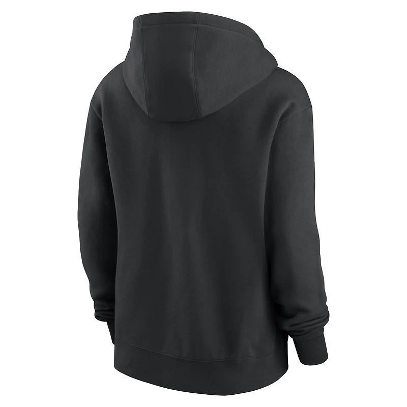 Women's Nike Black New York Jets Wordmark Club Fleece Pullover Hoodie