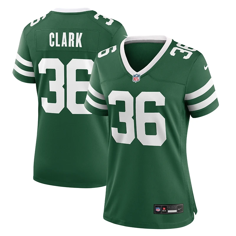 Maillot de match Nike Chuck Clark Legacy Green des New York Jets pour femme