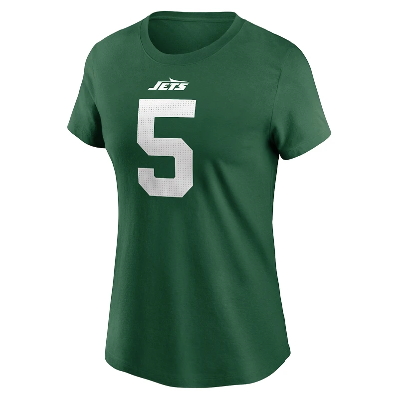 T-shirt Nike vert Garrett Wilson pour femme avec nom et numéro de joueur des New York Jets