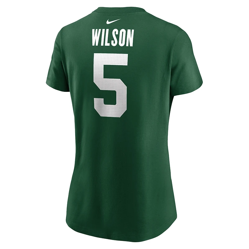 T-shirt Nike vert Garrett Wilson pour femme avec nom et numéro de joueur des New York Jets