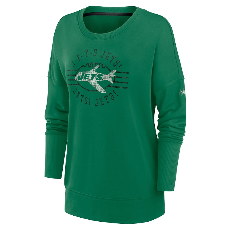 Women's Nike Green New York Jets Rewind Playback Icon Performance Pullover Sweatshirt