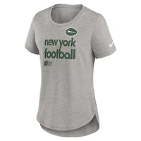Women's Nike Heather Gray New York Jets Team Shout-Out Tri-Blend T-Shirt