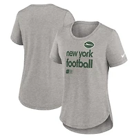 T-shirt Nike gris chiné pour femme, motif Team Shout-Out Tri-Blend des New York Jets
